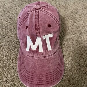 Montana Embroidered MT Baseball Cap in Washed Berry